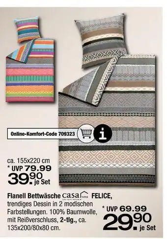 Ostermann Casa nova flanell bettwäsche felice ca. 135x200/80x80 cm Angebot