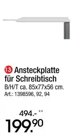 Zurbrüggen Ansteckplatte für schreibtisch Angebot