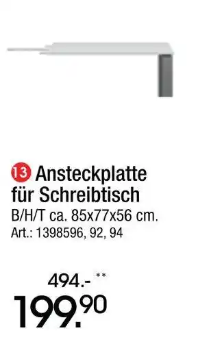 Zurbrüggen Ansteckplatte für schreibtisch Angebot