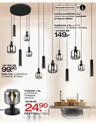 Ostermann Trio pendelleuchte, 8-flg Angebot