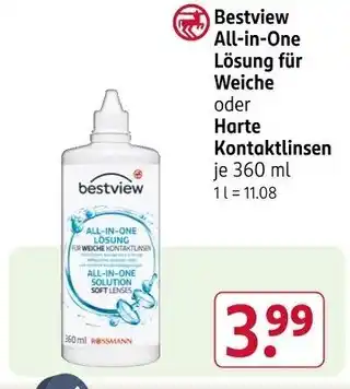 Rossmann Bestview all-in-one lösung für weiche oder harte kontaktlinsen Angebot