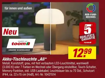 toom Baumarkt Toom akku-tischleuchte „ali“ Angebot