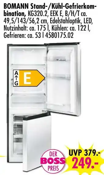 Möbel Boss Bomann stand-/kühl-gefrierkombination Angebot