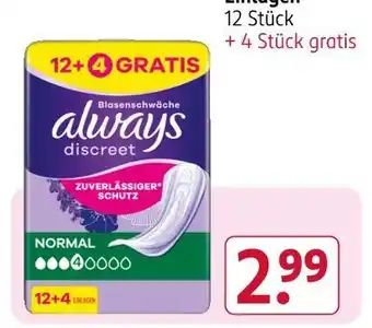 Rossmann Always discreet einlagen normal Angebot