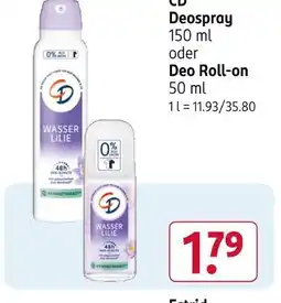 Rossmann Cd deospray wasser lilie Angebot