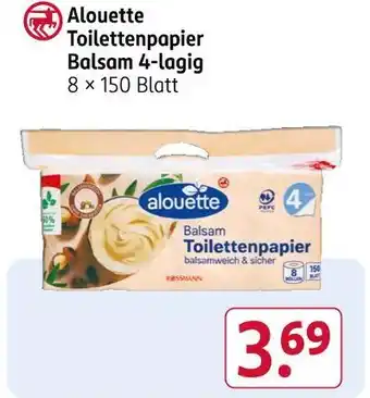 Rossmann Alouette toilettenpapier balsam 4-lagig Angebot