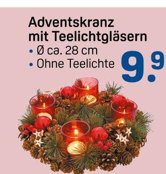 Adventskranz mit teelichtgläsern Angebot bei Rossmann