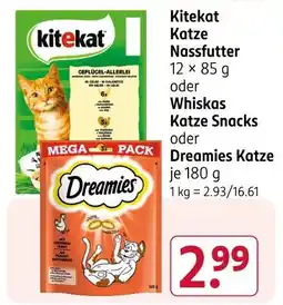 Rossmann Kitekat katze nassfutter oder whiskas katze snacks oder dreamies katze Angebot