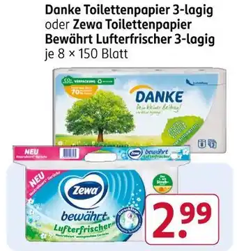 Rossmann Danke toilettenpapier 3-lagig Angebot