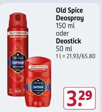 Rossmann Old spice deospray captain Angebot