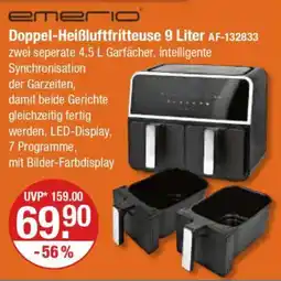 V Markt emerio Doppel-Heißluftfritteuse 9 Liter AF-132833 Angebot
