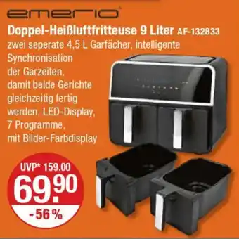 V Markt emerio Doppel-Heißluftfritteuse 9 Liter AF-132833 Angebot