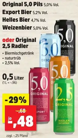 Thomas Philipps Original 5,0 Pils oder Original 2,5 Radler Angebot