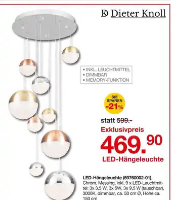 Möbelzentrum Pforzheim Dieter knoll led-hängeleuchte Angebot