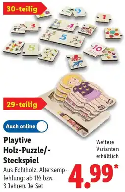 Lidl Playtive Holz-Puzzle/ Steckspiel Angebot