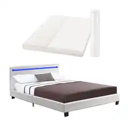 Netto Marken-Discount Juskys Polsterbett Paris 120×200 cm Bettgestell LED-Beleuchtung, Lattenrost & Matratze Angebot