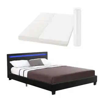 Netto Marken-Discount Juskys Polsterbett Paris schwarz 120×200 cm Bettgestell LED-Beleuchtung, Lattenrost & Matratze Angebot