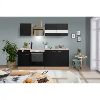 toom Baumarkt Respekta Küchenzeile 'Merle' mit E-Geräten KB210ESSSC schwarz/eichefarben 210 cm Angebot