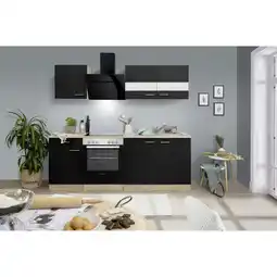 toom Baumarkt Respekta Küchenzeile 'Merle' mit E-Geräten KB210ESSSSC schwarz/eichefarben 210 cm Angebot
