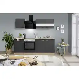 toom Baumarkt Respekta Küchenzeile 'Merle' mit E-Geräten KB210ESGSSC grau/eichefarben 210 cm Angebot
