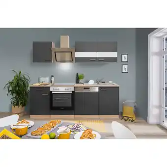 toom Baumarkt Respekta Küchenzeile 'Merle' mit E-Geräten KB220ESGSC grau/eichefarben 220 cm Angebot