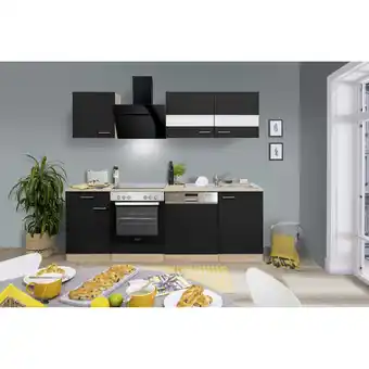 toom Baumarkt Respekta Küchenzeile 'Merle' mit E-Geräten KB220ESSSSC schwarz/eichefarben 220 cm Angebot