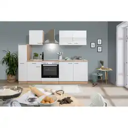 toom Baumarkt Respekta Küchenzeile 'Merle' mit E-Geräten KB240ESWC weiß/eichefarben 240 cm Angebot