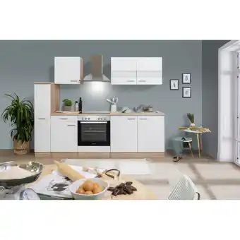 toom Baumarkt Respekta Küchenzeile 'Merle' mit E-Geräten KB240ESWC weiß/eichefarben 240 cm Angebot