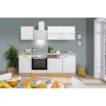 toom Baumarkt Respekta Küchenzeile 'Merle' mit E-Geräten KB220ESWSWC weiß/eichefarben 220 cm Angebot