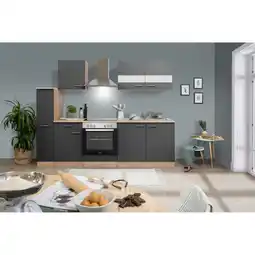 toom Baumarkt Respekta Küchenzeile 'Merle' mit E-Geräten KB240ESGC grau/eichefarben 240 cm Angebot