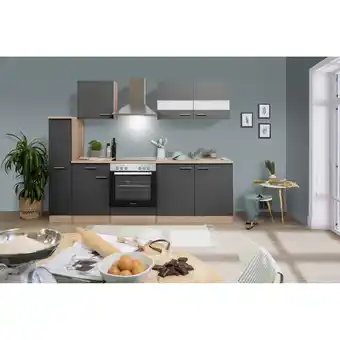 toom Baumarkt Respekta Küchenzeile 'Merle' mit E-Geräten KB240ESGC grau/eichefarben 240 cm Angebot