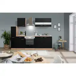 toom Baumarkt Respekta Küchenzeile 'Merle' mit E-Geräten KB240ESSC schwarz/eichefarben 240 cm Angebot