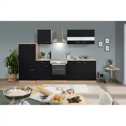 toom Baumarkt Respekta Küchenzeile 'Merle' mit E-Geräten KB270ESSC schwarz/eichefarben 270 cm Angebot