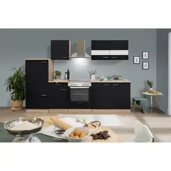 toom Baumarkt Respekta Küchenzeile 'Merle' mit E-Geräten KB270ESSC schwarz/eichefarben 270 cm Angebot