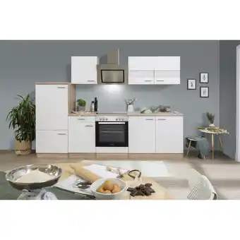 toom Baumarkt Respekta Küchenzeile 'Merle' mit E-Geräten KB270ESWSC weiß/eichefarben 270 cm Angebot