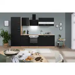 toom Baumarkt Respekta Küchenzeile 'Merle' mit E-Geräten KB270ESSCGKE schwarz/eichefarben 270 cm Angebot