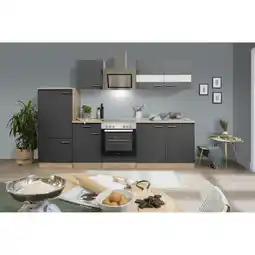 toom Baumarkt Respekta Küchenzeile 'Merle' mit E-Geräten KB270ESGSC grau/eichefarben 270 cm Angebot