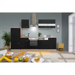 toom Baumarkt Respekta Küchenzeile 'Merle' mit E-Geräten KB280ESSC schwarz/eichefarben 280 cm Angebot