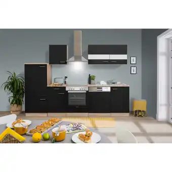 toom Baumarkt Respekta Küchenzeile 'Merle' mit E-Geräten KB280ESSC schwarz/eichefarben 280 cm Angebot