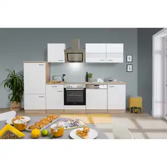 toom Baumarkt Respekta Küchenzeile 'Merle' mit E-Geräten KB280ESWSC weiß/eichefarben 280 cm Angebot