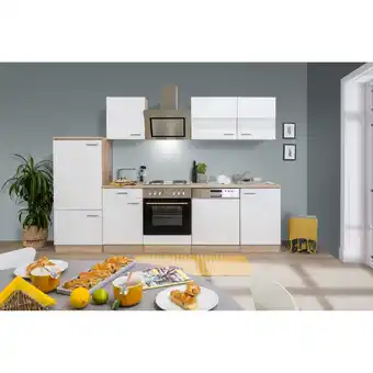 toom Baumarkt Respekta Küchenzeile 'Merle' mit E-Geräten KB280ESWCGKE weiß/eichefarben 280 cm Angebot