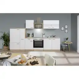 toom Baumarkt Respekta Küchenzeile 'Merle' mit E-Geräten KB300ESWC weiß/eichefarben 300 cm Angebot