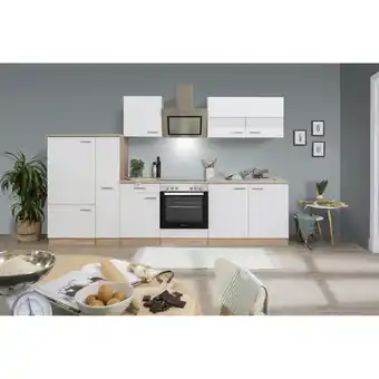 toom Baumarkt Respekta Küchenzeile 'Merle' mit E-Geräten KB300ESWC weiß/eichefarben 300 cm Angebot