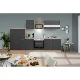 toom Baumarkt Respekta Küchenzeile 'Merle' mit E-Geräten KB300ESGSC grau/eichefarben 300 cm Angebot