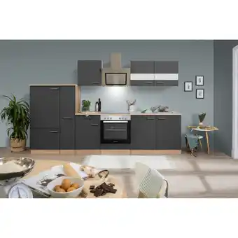 toom Baumarkt Respekta Küchenzeile 'Merle' mit E-Geräten KB300ESGSC grau/eichefarben 300 cm Angebot