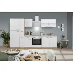 toom Baumarkt Respekta Küchenzeile 'Merle' mit E-Geräten KB300ESWCGKE weiß/eichefarben 300 cm Angebot