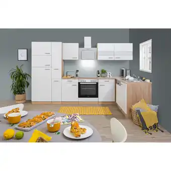 toom Baumarkt Respekta L-Küchenzeile 'Merle' mit E-Geräten KBL310ESWSC weiß/eichefarben 310 cm Angebot