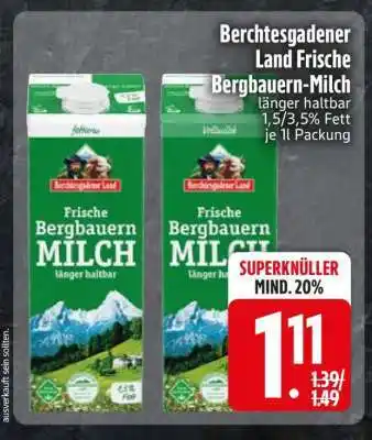 Edeka Berchtesgadener Land Frische Bergbauern-Milch Angebot