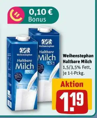 REWE Weihenstephan Haltbare Milch Angebot