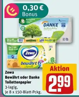 REWE Zewa Bewährt oder Danke Toilettenpapier Angebot